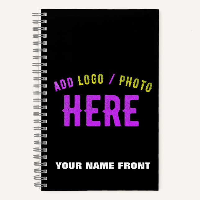CUADERNO ESTILOSO MODERNO PERSONALIZABLE NEGRO MARCADO VERI (Anverso)