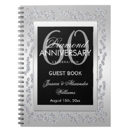 Cuaderno Estilosos diamantes plateados 60 años Boda
