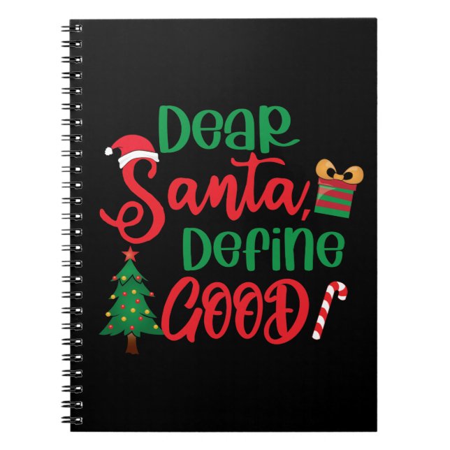 Cuaderno Estimado Santa Define buenos Navidades graciosos (Frente)