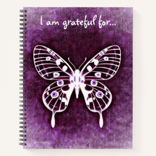 Cuaderno Estoy agradecido por la mariposa púrpura para port