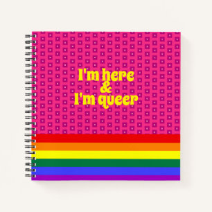 Cuaderno Estoy aquí y soy la bandera arcoiris LGBT gay