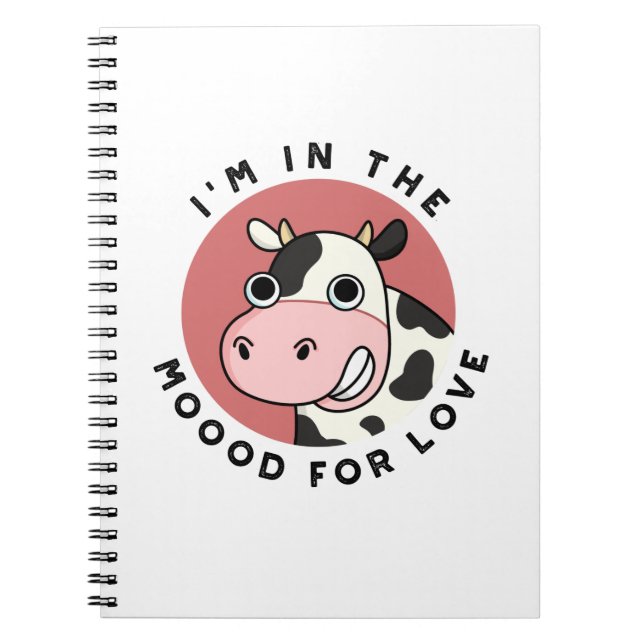 Cuaderno Estoy en el Moood for Love Cute Cow Pun (Frente)