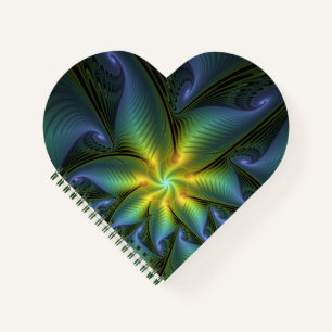 Cuaderno Estrella abstracta, brillante arte azul verde dora