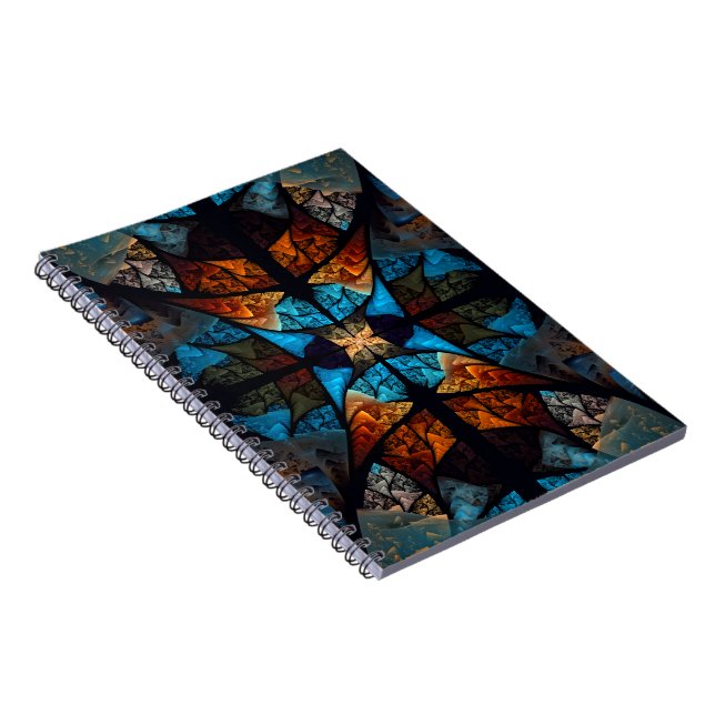 Cuaderno Estrella acolchada abstracta en azules (Lado Derecho)