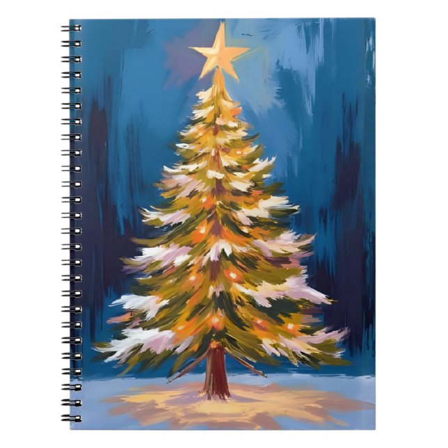 Cuaderno Estrella Brillante de Acuarela de Árbol de Navidad (Frente)