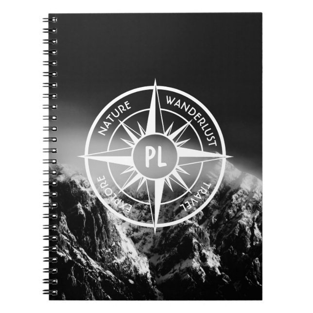 Cuaderno Estrella de brújula emblema monopólico montañas dr (Frente)