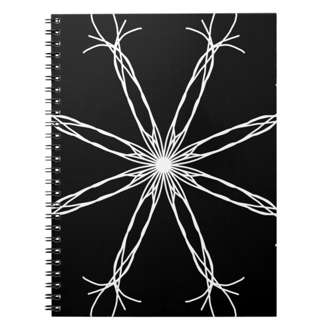 Cuaderno Estrella de Kaleidoscopio Blanco y Negro (Frente)