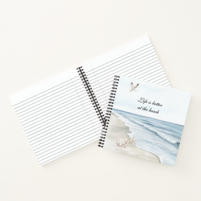 Cuaderno Estrella de mar de la playa azul Océano Aves marin (Interior)