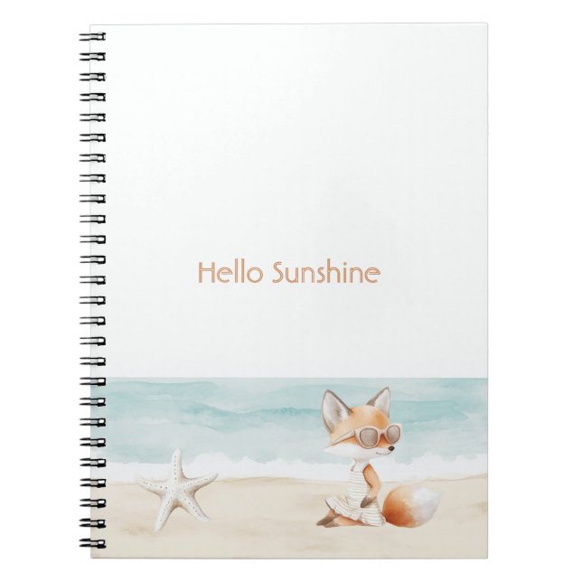 Cuaderno Estrella de mar de playa océano zorro hola sol (Frente)