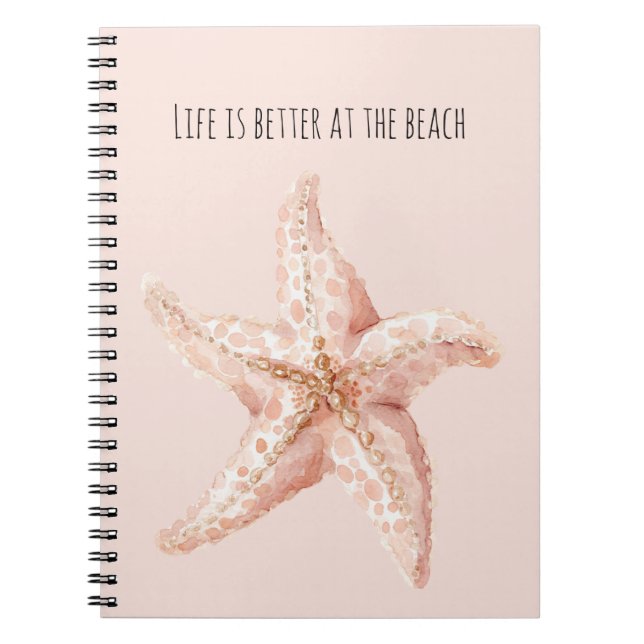 Cuaderno Estrella de mar melocotón mejor en la playa (Frente)