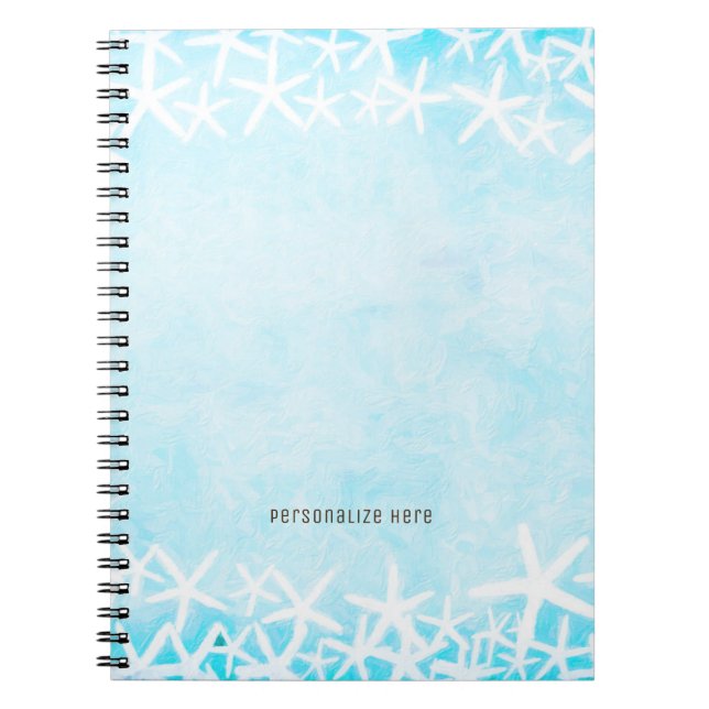 Cuaderno Estrella de mar pintada azul acuático playa tropic (Frente)