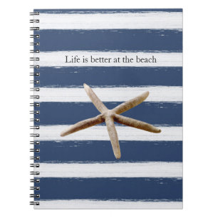 Cuaderno Estrella de Mar Rayas Azul Marino y Blanco