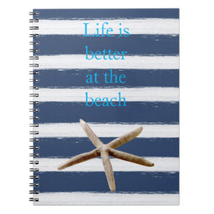 Cuaderno Estrella de Mar Rayas Azul Marino y Blanco