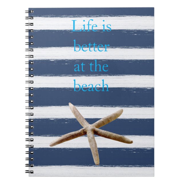 Cuaderno Estrella de Mar Rayas Azul Marino y Blanco (Frente)