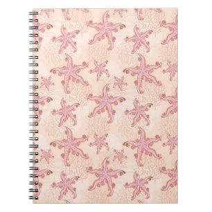 Cuaderno Estrella de mar y coral rosa patrón pastel