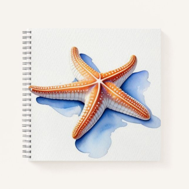 Cuaderno Estrella de mar y silueta azul (Anverso)