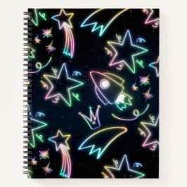 Cuaderno estrella del cohete neón