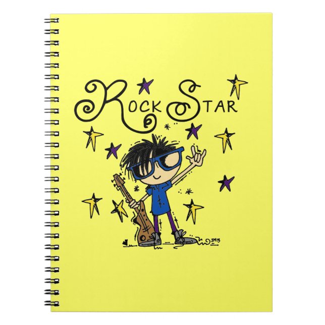 Cuaderno Estrella del rock del muchacho del pelo negro (Frente)