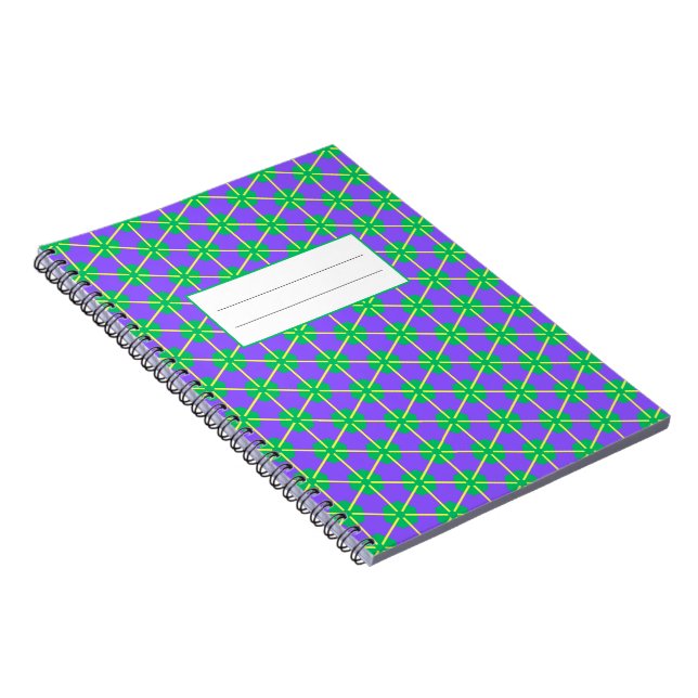 Cuaderno Estrella Explosiva Geométrica en Púrpura, Verde y  (Lado Derecho)