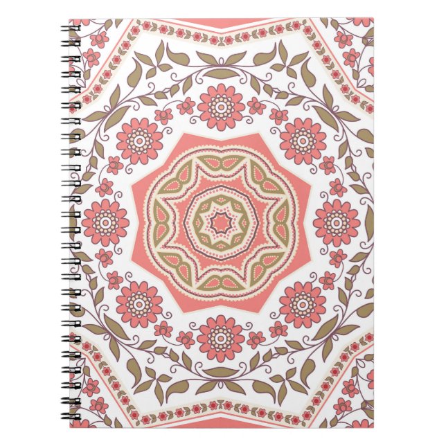 Cuaderno Estrella floral mosaica: Patrón sin foco (Frente)