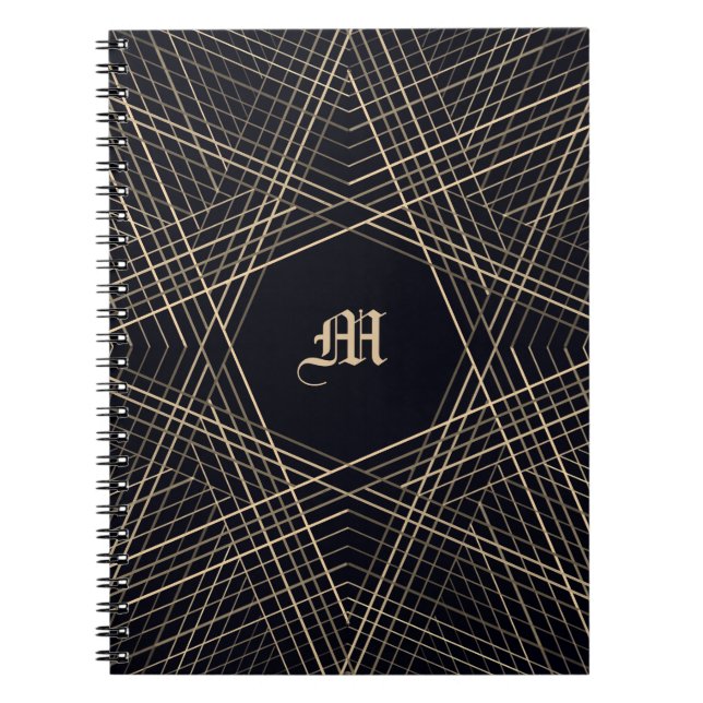Cuaderno Estrella geométrica de monograma oscuro Gothic ele (Frente)