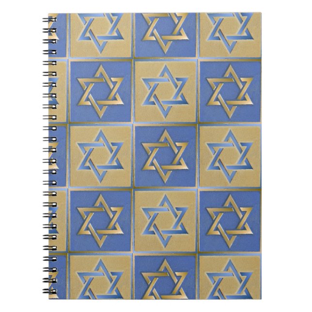 Cuaderno Estrella Judaica De David Metalizado Gold Blue (Frente)
