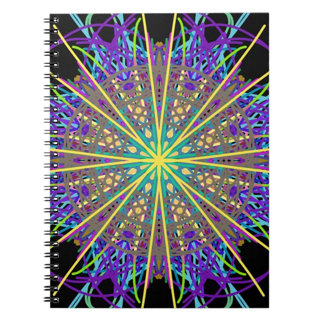 Cuaderno Estrella Kaleidoscope, arte verde morado Naranja (Frente)