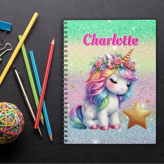 Cuaderno estrella mágica del purpurina unicornio (Subido por el creador)