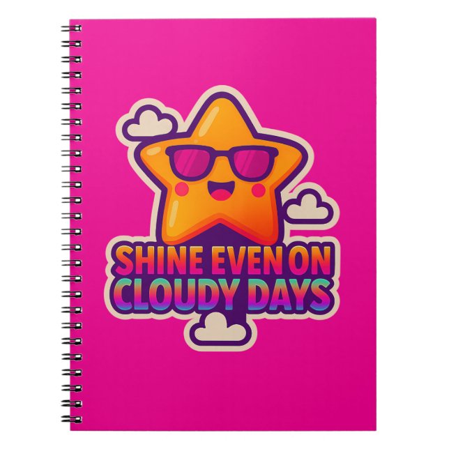Cuaderno Estrella Neon Kawaii - "Brilla incluso en días nub (Frente)