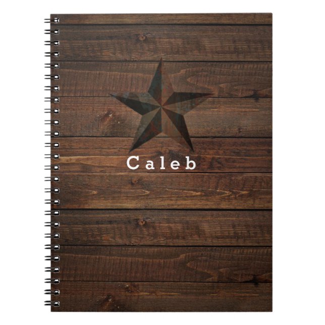 Cuaderno Estrella oxidada occidental sobre madera rústica d (Frente)