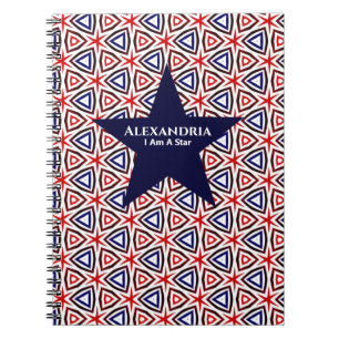 Cuaderno Estrella Patriótica Americana Patrón Azul Blanco R