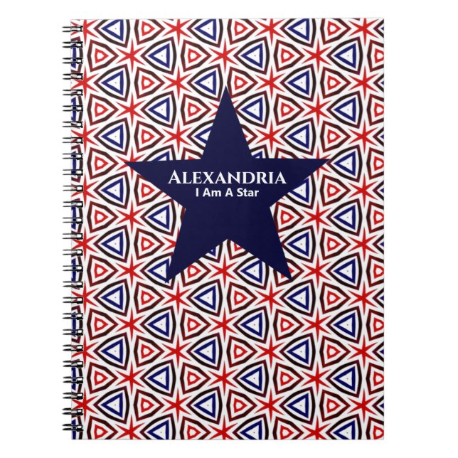 Cuaderno Estrella Patriótica Americana Patrón Azul Blanco R (Frente)
