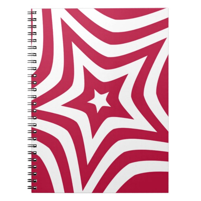 Cuaderno Estrella roja y blanca audaz y brillante en un pat (Frente)