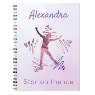 Cuaderno Estrella sobre hielo patinador portátil morado