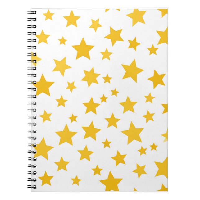 Cuaderno estrellas amarillas sobre fondo blanco (Frente)