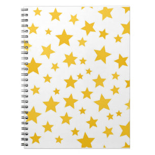 Cuaderno estrellas amarillas sobre fondo blanco