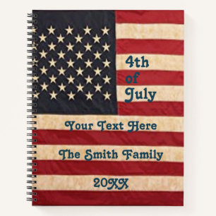 Cuaderno Estrellas antiguas y rayas Personalizado de bander