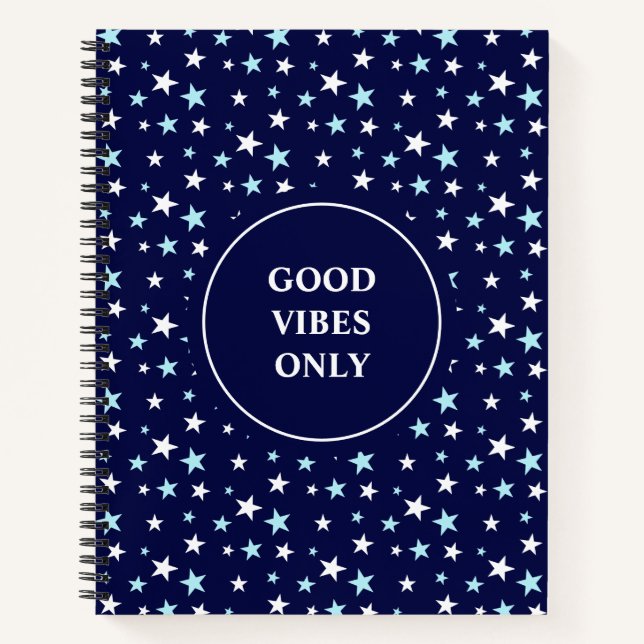 Cuaderno Estrellas azul claro y blancas sobre azul marino (Anverso)