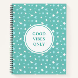 Cuaderno Estrellas azul claro y blancas sobre verde azulado