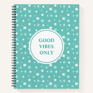 Cuaderno Estrellas Azul Claro y Blancas sobre Verde Azulado