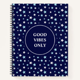Cuaderno Estrellas azul claro y blanco sobre azul marino