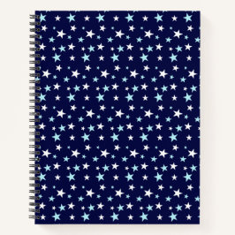 Cuaderno Estrellas azul claro y blanco sobre azul marino