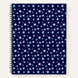 Cuaderno Estrellas azul claro y blanco sobre azul marino
