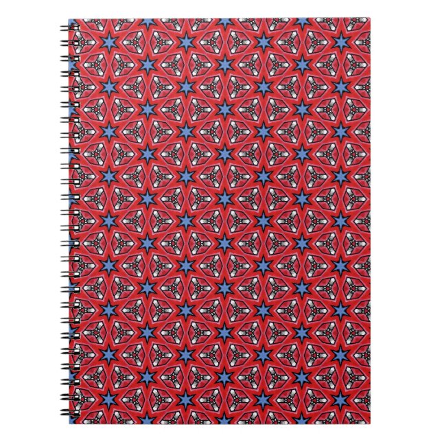 Cuaderno Estrellas azules sobre rojo (Frente)