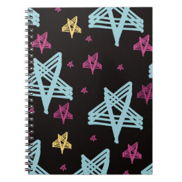 Cuaderno Estrellas balanceándose Rosa Azul Negro 