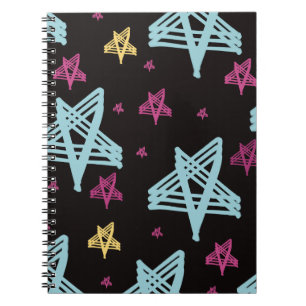 Cuaderno Estrellas balanceándose Rosa Azul Negro 