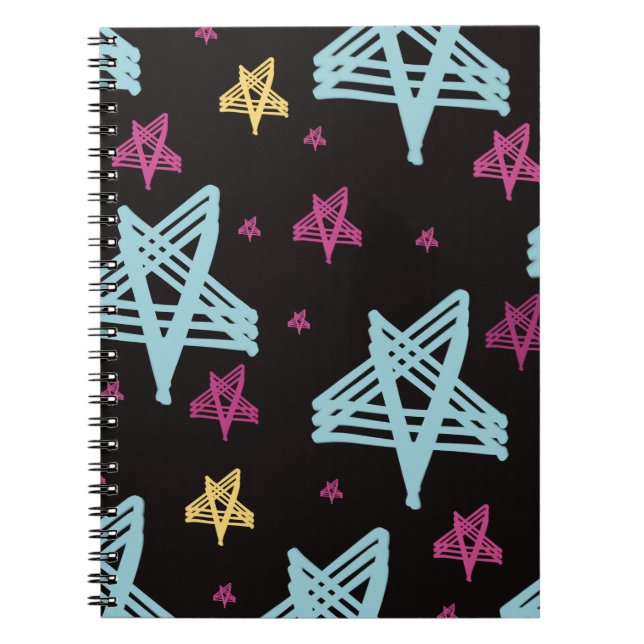 Cuaderno Estrellas balanceándose Rosa Azul Negro  (Frente)