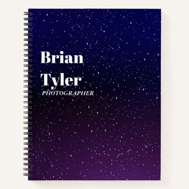 Cuaderno Estrellas blancas azules cielo nocturno (Anverso)
