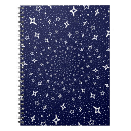 Cuaderno Estrellas blancas espiral fondo azul violeta marin