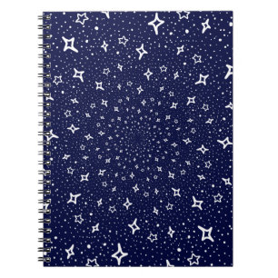 Cuaderno Estrellas blancas espiral fondo azul violeta marin
